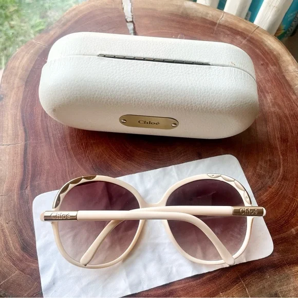 Chloe Cream Scallop Accent Vintage Sunglasses - Picture 5 of 12